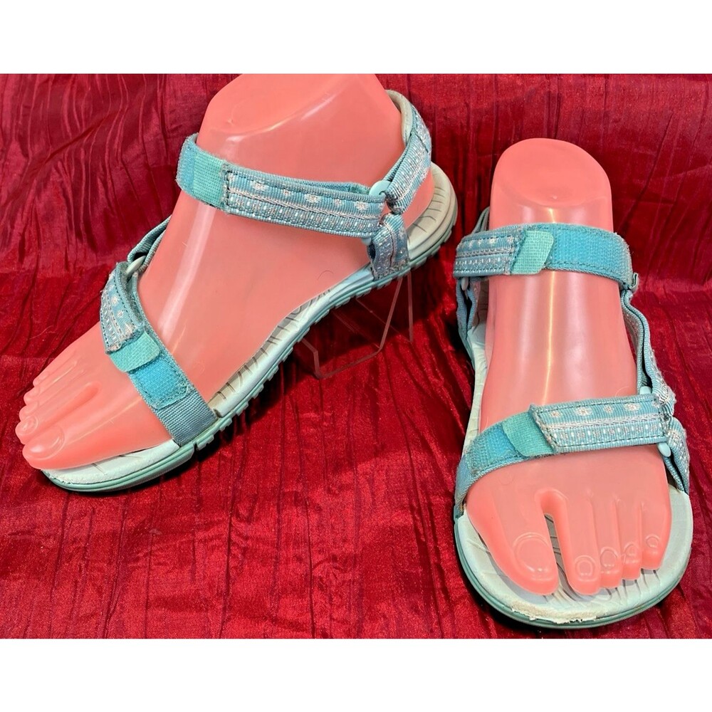 Girls Teva Carolina Blue Slingback Surf Beach Sandals Shoes sz 5